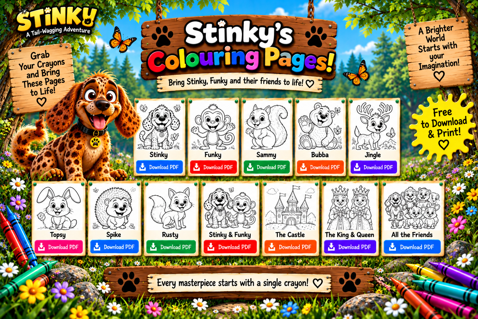 Stinky's Colouring Pages